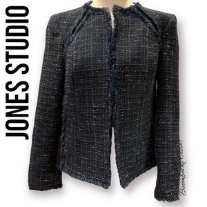 Jones New York, Jone Studio Tweed Jacket Blue Black Size 6